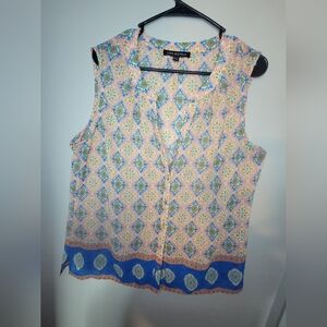 Sara Michelle Womens Blouse Sleeveless Button Front